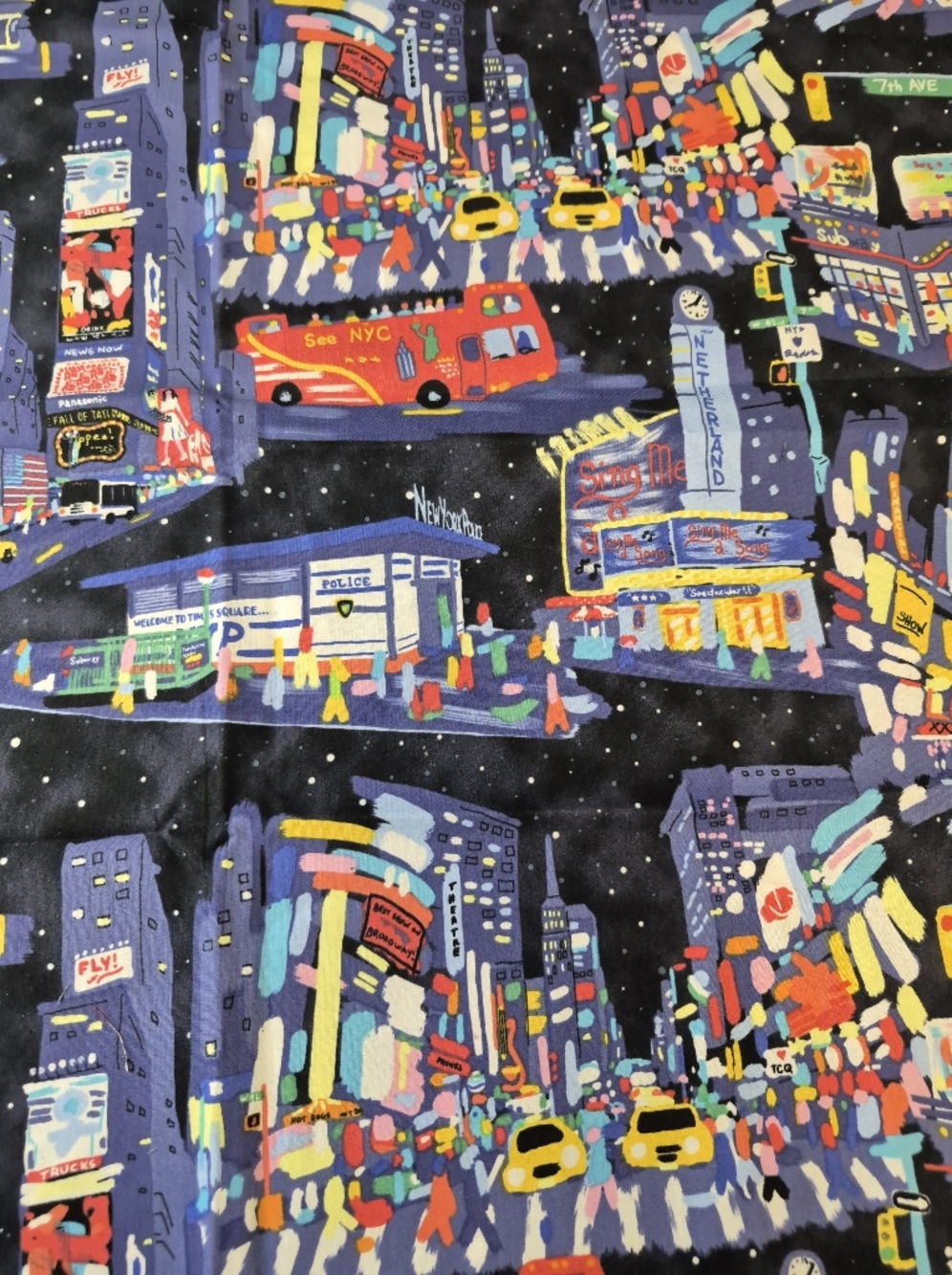 NYC Times Square Fabric 35x21 Cityscape Quilting